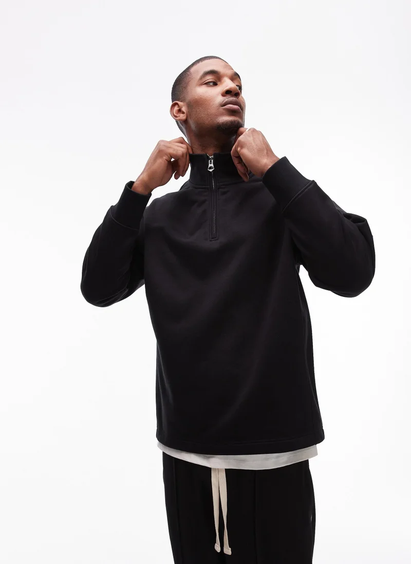 TOPMAN Oversized 1/4 Zip Sweatshirt