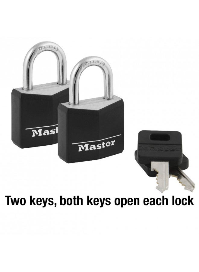 Master Lock Master Lock Covered Aluminum Padlocks, Small Locks with Keys, Keyed Alike Padlocks, 2 Pack, Black  - Image 2