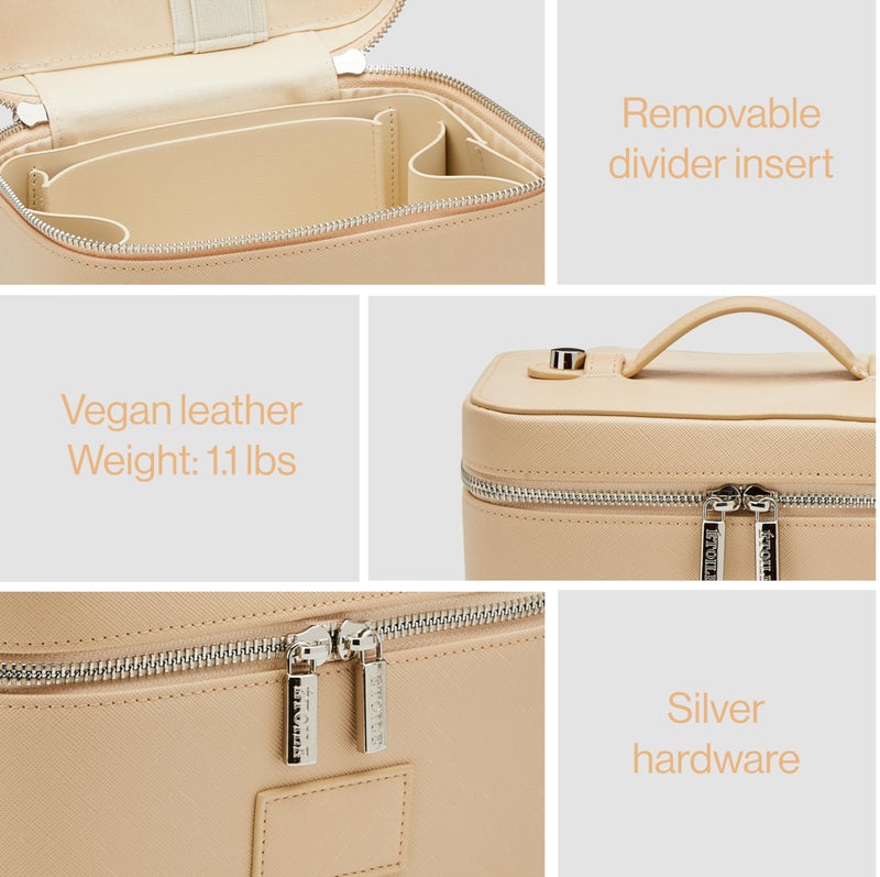 ETOILE - Mini Vanity Case Beige - Stylish Travel Makeup Bag Organizer With Removable Dividers - Image 5