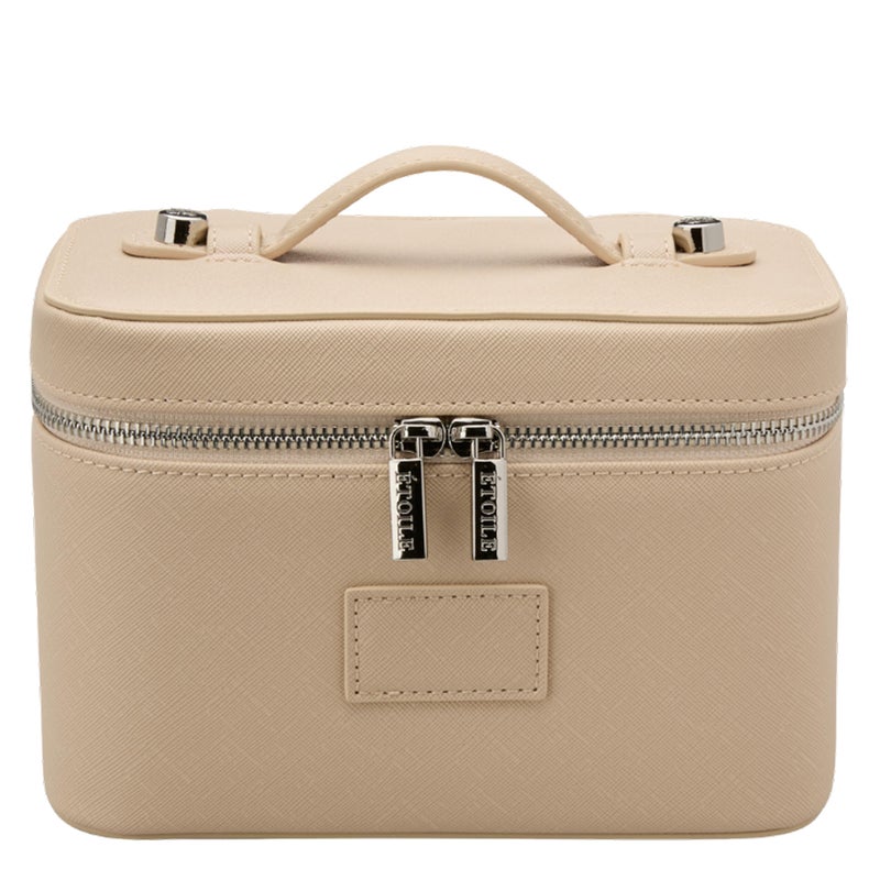 ETOILE - Mini Vanity Case Beige - Stylish Travel Makeup Bag Organizer With Removable Dividers - Image 2