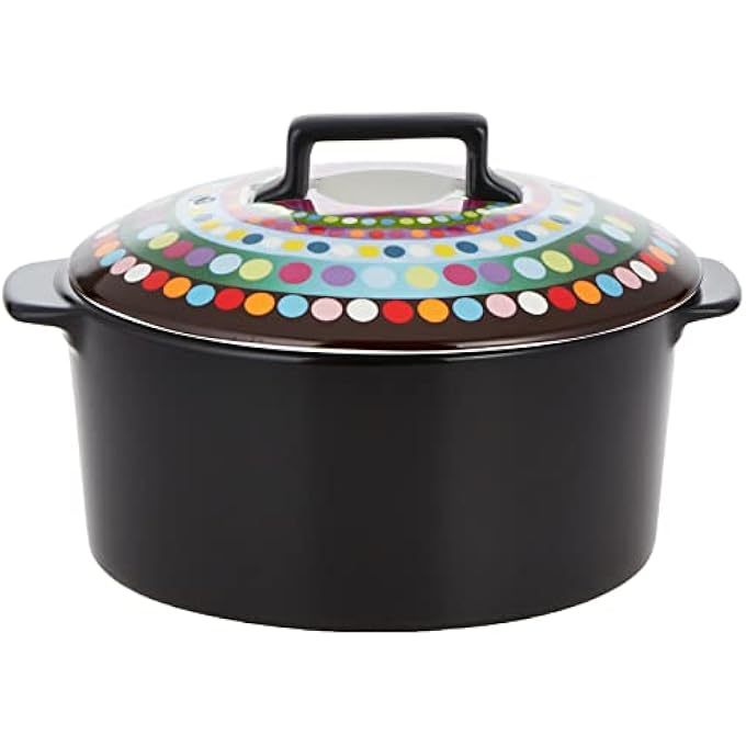 FRench Bull BindiBlack With Drawing Multicolor16CmNcDnC16FMade From Porcelain Coated Nonstick With Colored LidUse For Gas  Electric Cooker And As Ovenware Also - Image 2