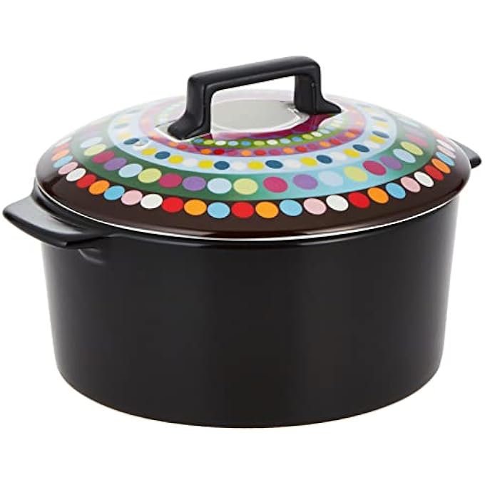 FRench Bull BindiBlack With Drawing Multicolor16CmNcDnC16FMade From Porcelain Coated Nonstick With Colored LidUse For Gas  Electric Cooker And As Ovenware Also - Image 1