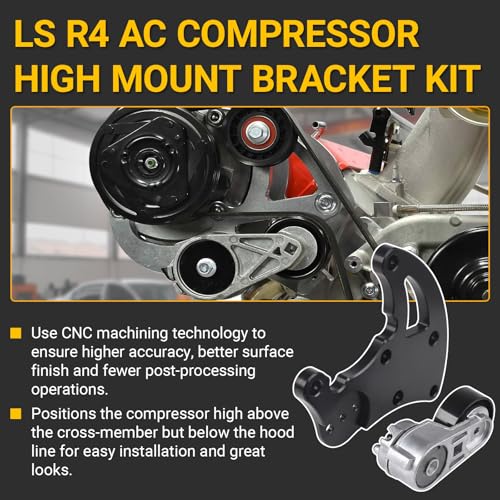 ANDO RACING LS Swap R4 AC Compressor Bracket High Mount Kit Compatible with Chevrolet GMC SUV Truck Engines LS1 LS2 LS3 LS6 Air Conditioner Vortec Truck Triangles - Image 3