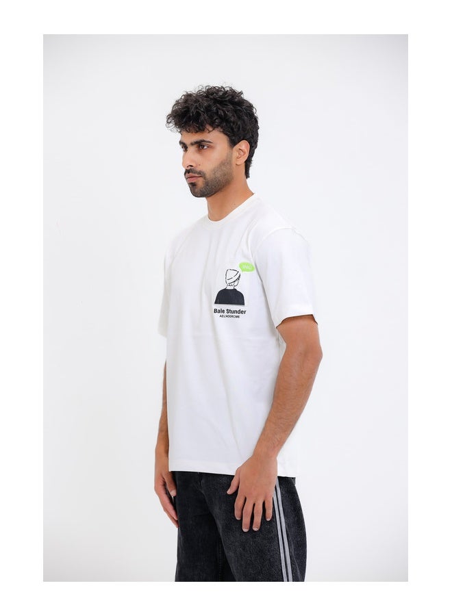 WHITE RABBIT "Bale Stunder" Printed White T-Shirt - Image 2