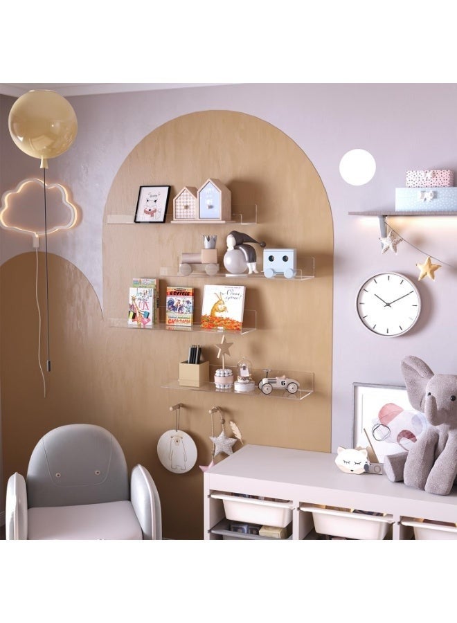 Arabest Adhesive Clear Bathroom Stroage Shelves, Acrylic Wall Shelf Organizer, Floating Shelves Wall Mounted, Set of 4 (No Drill) - Image 5