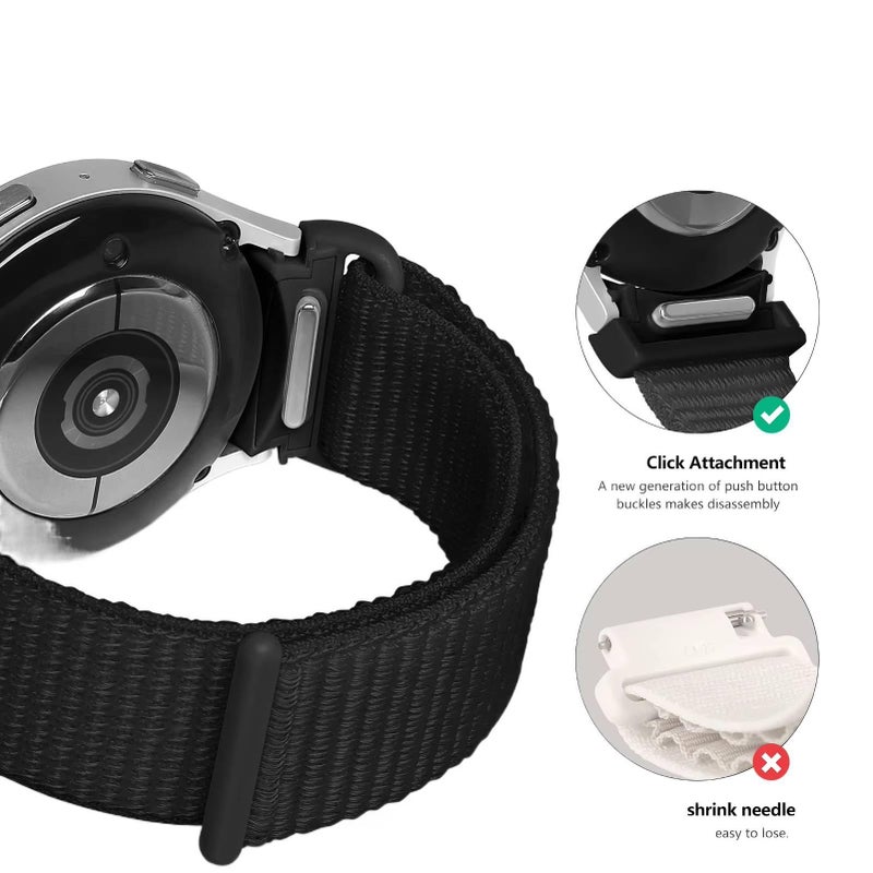 سوار ساعة ذكية سوار نايلون حلقي متوافق باللون أسود قابل للتعديل مع Samsung Galaxy Watch 4 بملاءمة قابلة للتعديل وحزام بديل للاستخدام اليومي للمكتب المنزلي للتنقل اليومي - Image 4