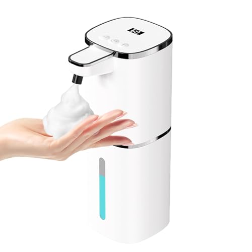OHIFAST Automatic Foaming Soap Dispenser Touchless, USB Rechargeable Smart Hand Soap Dispenser, 9-Level Adjustable, Physical Button Operation, 13.5oz/400mL Wall Mounted for Bathroom Kitchen Dish Soap - Image 1