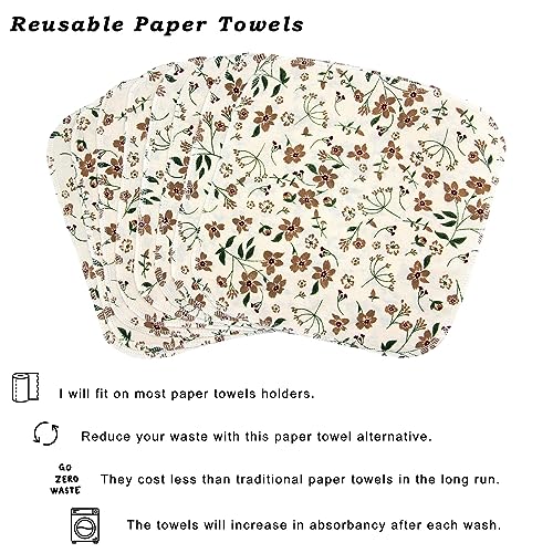 Pinowu Reusable Paper Towels Cotton Cloths (12pcs), Absorbent Kitchen Dishcloths (10x10 inch) Washable Paperless Towels Zero Waste Alternative Napkins for Kitchen Household Cleaning - Image 4