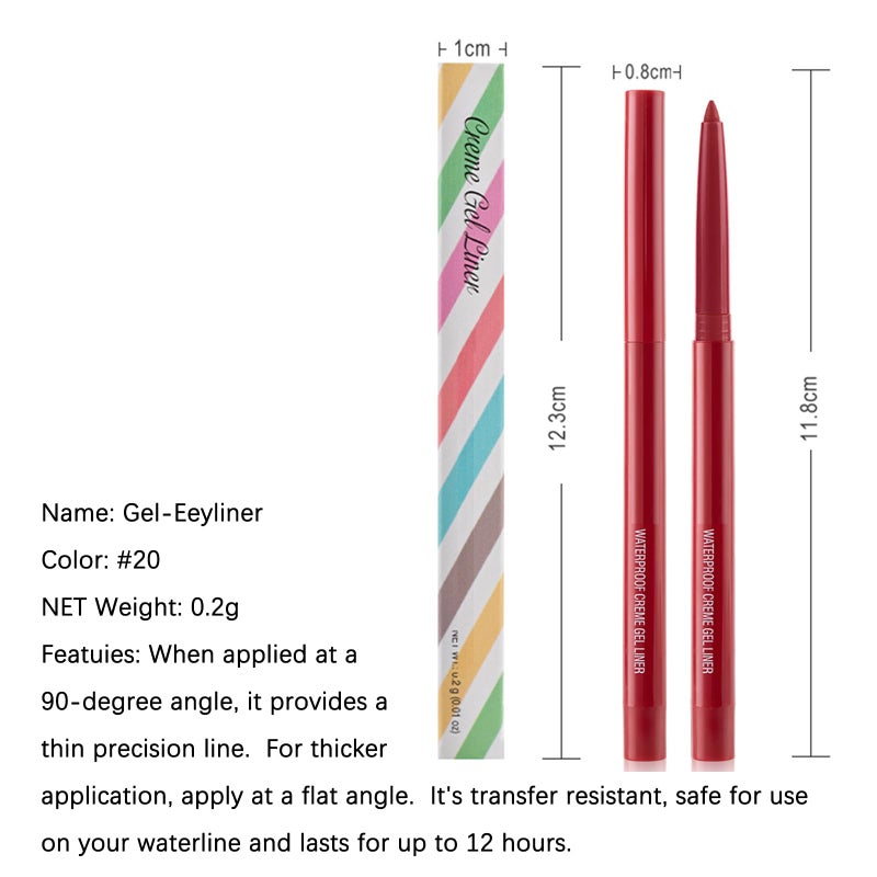 DekRion Eyeliner Pencil, Waterproof Eyeliner Long-lasting, Dark-red Eye Liner, High-Pigmented Colorful Eyeliners Easy To Use Eye Liner Pen for Women, Dark-red - Image 5