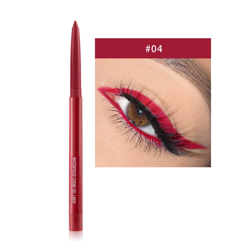 DekRion Eyeliner Pencil, Waterproof Eyeliner Long-lasting, Dark-red Eye Liner, High-Pigmented Colorful Eyeliners Easy To Use Eye Liner Pen for Women, Dark-red - Image 2
