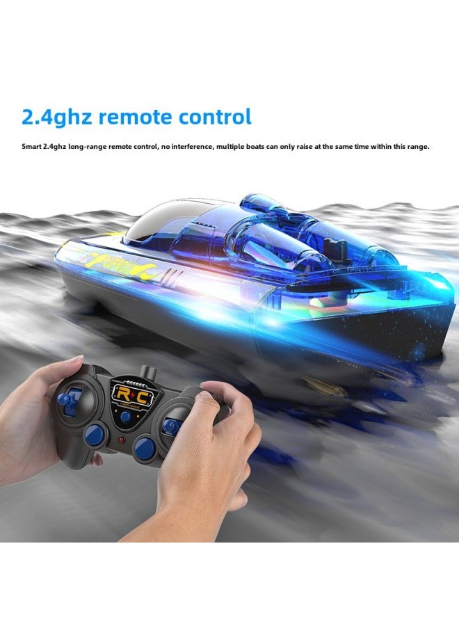 قارب مضيء للتحكم عن بعد، قارب سريع عالي السرعة LED وهج 2.4 جيجا عن بعد، طاقة كبيرة، تحذير منخفض الطاقة، نموذج سفينة للأطفال - اللون: برتقالي فلوري سريع (نسخة مطورة) - المواصفات: بطاريتين قابلتين للشحن + شاحن (120 دقيقة) - Image 5