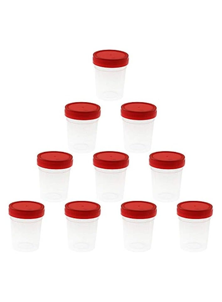 Green Tiger Specimen Cup 10PCS 120ML/3OZ Plastic Disposable Sterile Specimen Collection Cups with Lids Screw-on Cap - Image 1