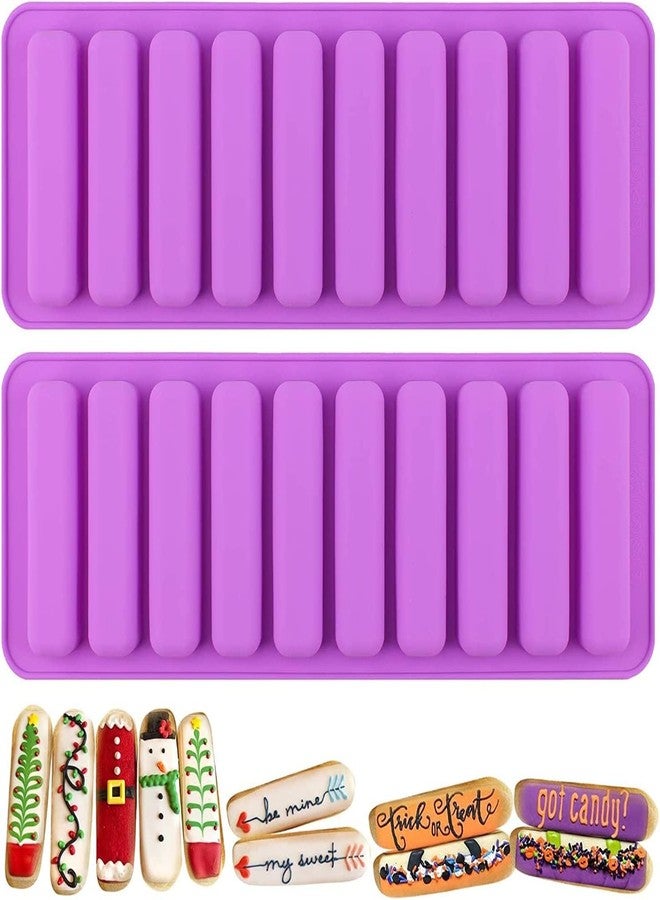 Bamutu Long Strips Silicone Mold Finger Shaped Cookie Molds 2 PCS-10 Cavity Chocolate Rectangular Cereal Bar Molds Ice Cube Tray Jelly Cake Candy Baking Tools - Image 1