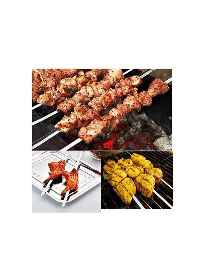 PROMASS Flat Skewers for Kabobs Stainless Steel Kebab Skewers for Grilling 16.5 Inch Barbecue Skewers with Nonslip Wooden Handle, Set of 6  - Image 5