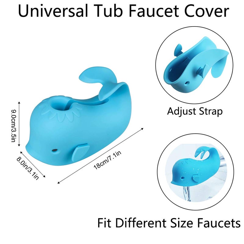 جايم إكسل Bath Spout Cover, Faucet Cover Baby Bathroom Tub Faucet Cover Protector for Kids, Bathtub Spout Cover for Baby Kids Toddlers Protection Accessories Baby Safety Universal Bath Silicone Toys Whale Blue - Image 5
