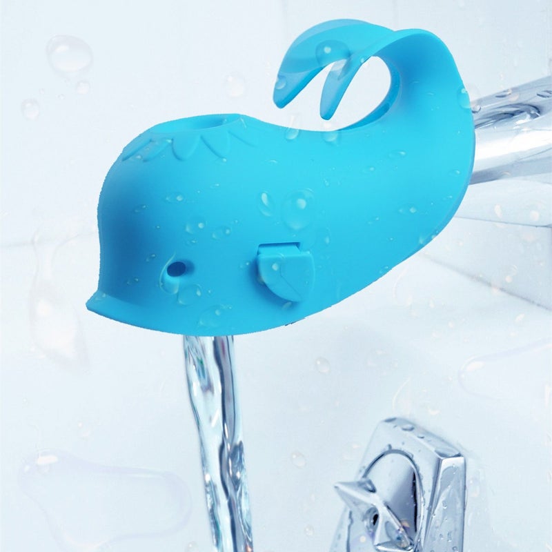 جايم إكسل Bath Spout Cover, Faucet Cover Baby Bathroom Tub Faucet Cover Protector for Kids, Bathtub Spout Cover for Baby Kids Toddlers Protection Accessories Baby Safety Universal Bath Silicone Toys Whale Blue - Image 3