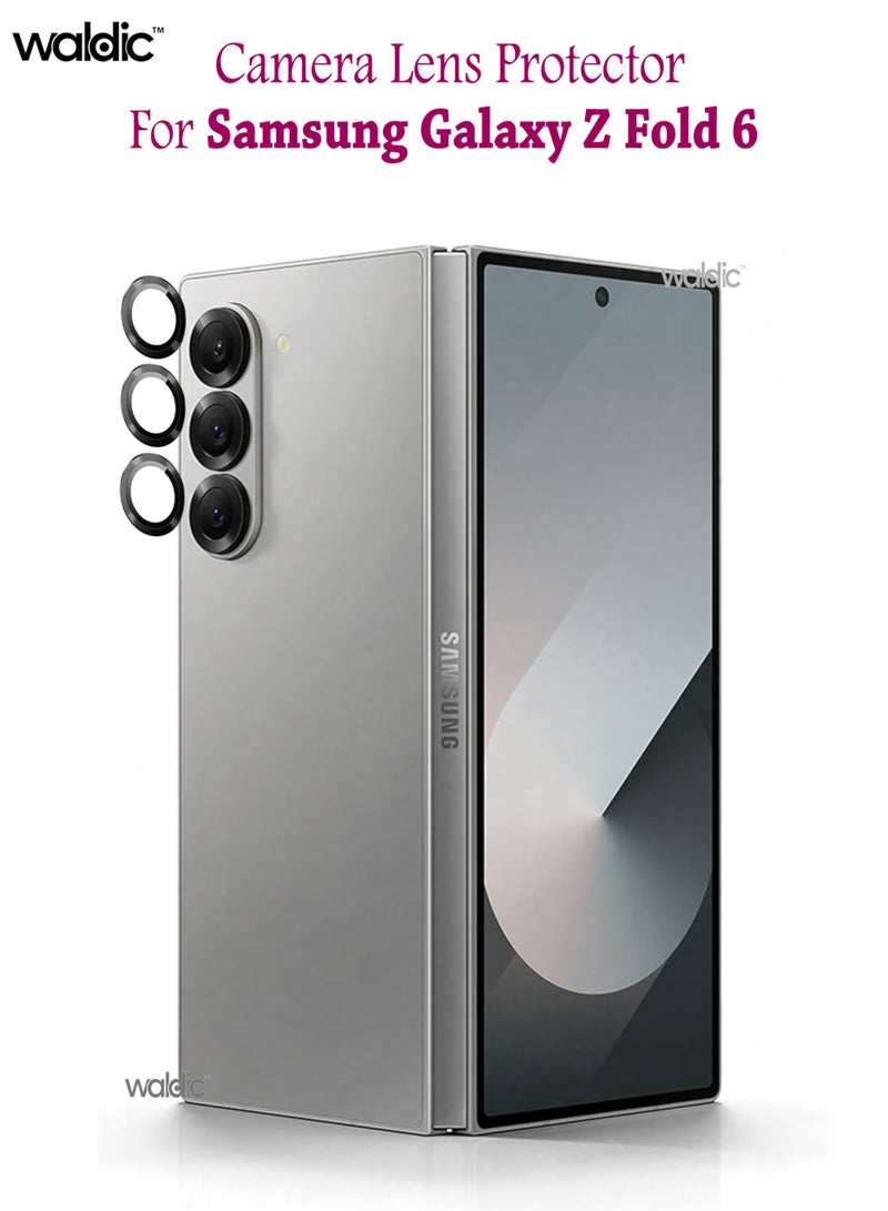 Waldic Samsung Galaxy Z Fold 6 Camera Lens Protector, Scratch-Resistant HD Clarity Ultra-Thin 9H Tempered Glass with Aluminium Edging, Individual Metal Lens Cover - Black  - Image 1