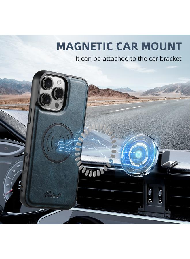 Suteni Case For iPhone 16 Pro Max H15 MagSafe Oil Eax Leather Detachable Wallet Back Phone Case - Image 3