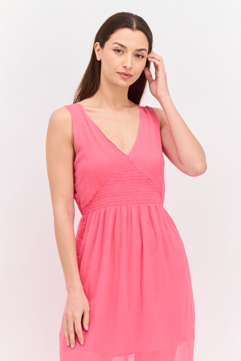 Pepe Jeans Women Textured Midi Dress, Pink - Image 2