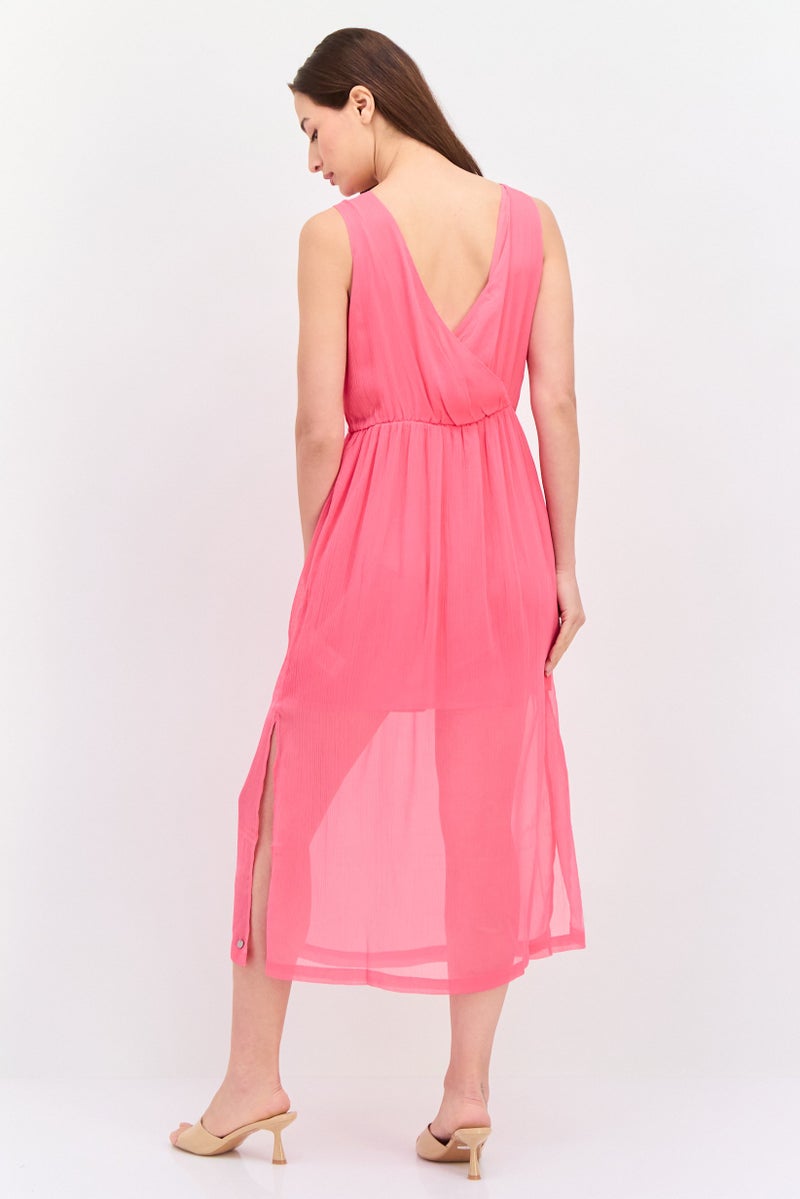 Pepe Jeans Women Textured Midi Dress, Pink - Image 4