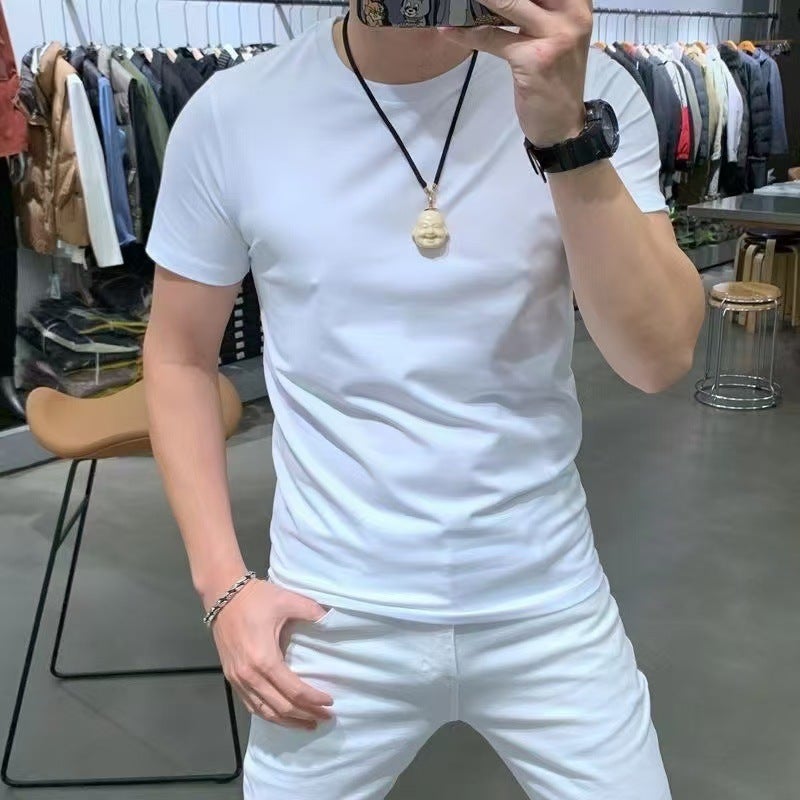 Generic 2025 Summer New Arrival All-Match Loose Round Neck Pure Cotton Fashion Horse Riding Letter Pullover Short-Sleeved T-Shirt for Men and Women Solid color-white (combed cotton)