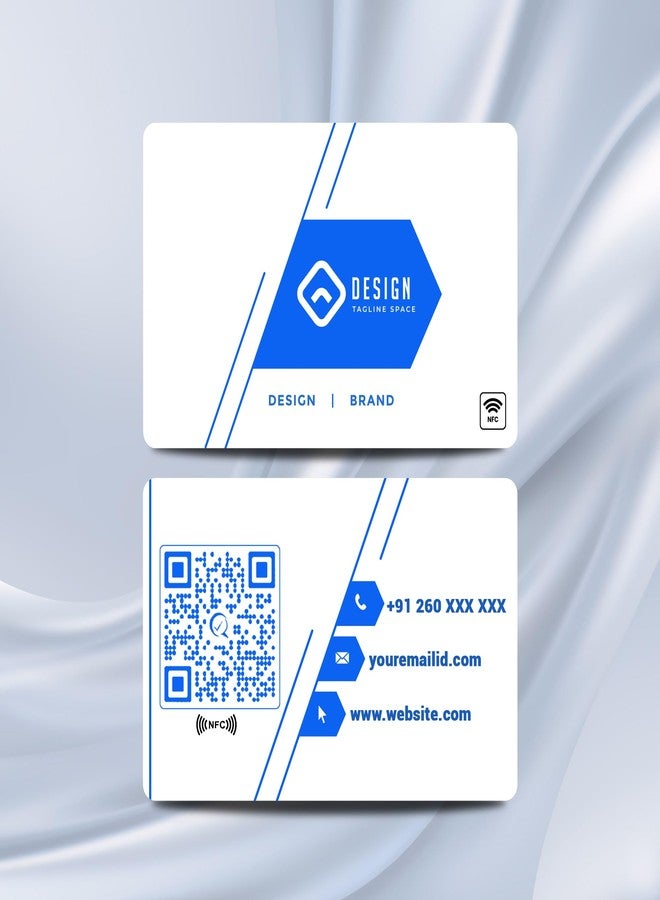 بطاقة أعمال ذكية بتقنية NFC من QUAAPPS | بطاقة مشاركة جهات الاتصال الرقمية بنقرة واحدة ورمز الاستجابة السريعة | لا حاجة لتطبيق | متوافقة مع نظامي iOS وAndroid | تصميم أزرق فاخر مخصص - Image 1