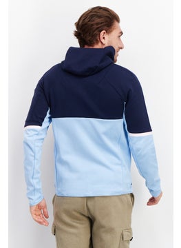 Adidas Men Sportswear Fit Arsenal Anthem Hooded Training Jacket, Navy/Light Blue  - Image 2