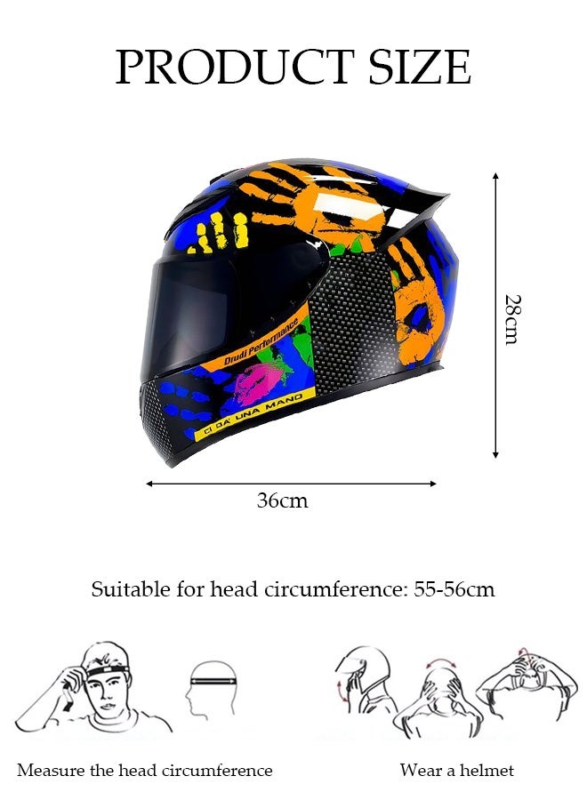 DUNISO Full Face Motorcycle Helmet, Lightweight Crash Resistant Motorcycle Helmet, All Season Cool Racing Helmet，with Black Lenses, Breathable Lining, Suitable for Both Men and Women (M) - Image 2