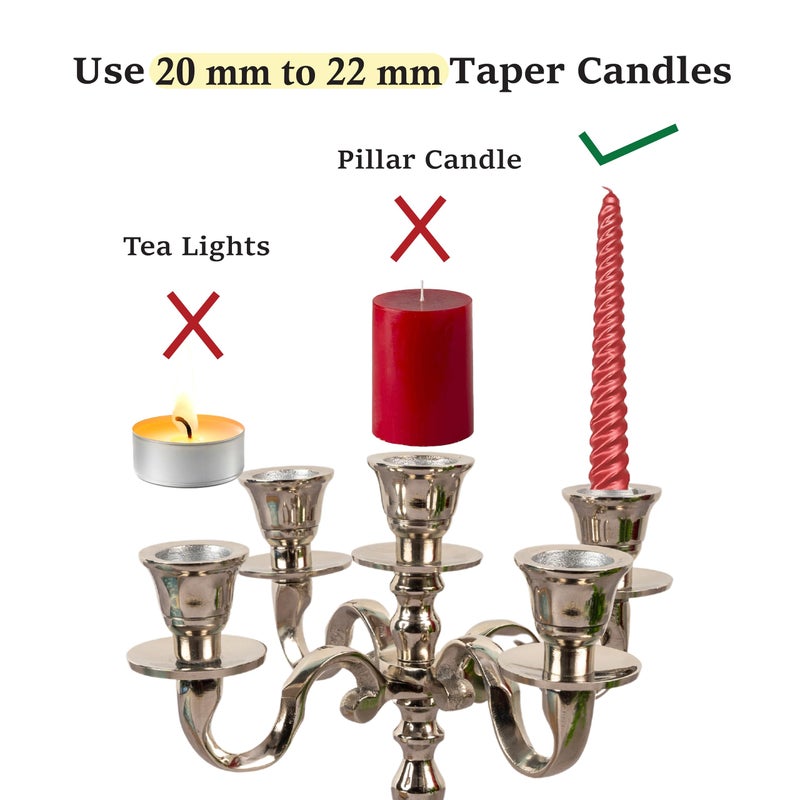 Rely+ 5 Arm Baby Candelabra Silver Glossy 8 Inch Taper Candle Holders Gothic Candelabro Valentine'S Day Decorations Candlesticks Holder Home Decor Wedding Parties Centerpiece For Dining Table - Image 5