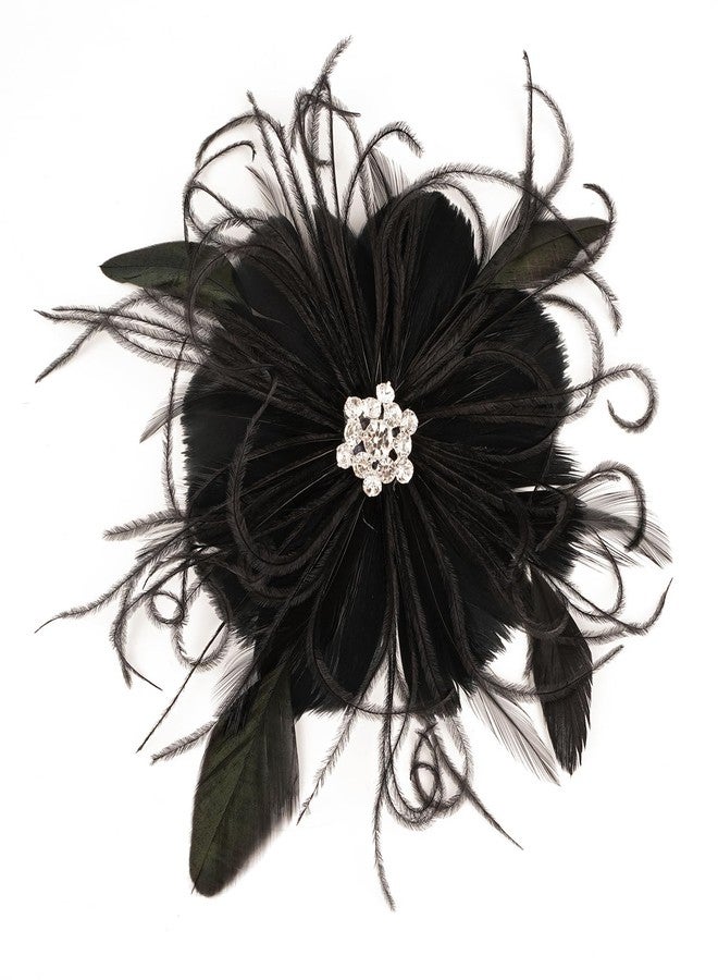 Cizoe 1920s Flapper Fascinator Mesh Face Veil Headband Bridal Wedding Tea Party Headwear with Veil for Women(G-Feather and Mesh Black) - Image 4