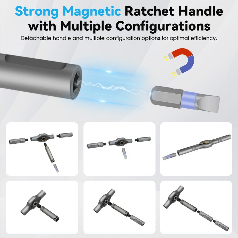HYLEBOR 24 in 1 Magnetic Screwdriver Set, HYLEBOR Screwdriver Set with Detachable Handle, Mini Repair Tool Kit, Multipurpose DIY Precision Ratcheting Tool Set for Professional Work and Maintenance - Image 5