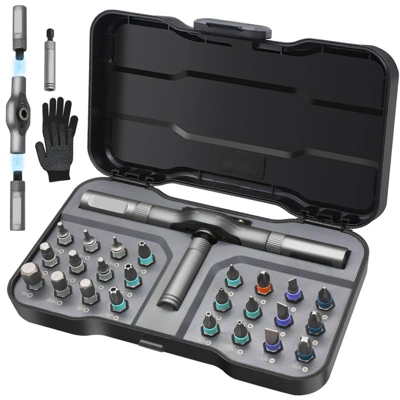 HYLEBOR 24 in 1 Magnetic Screwdriver Set, HYLEBOR Screwdriver Set with Detachable Handle, Mini Repair Tool Kit, Multipurpose DIY Precision Ratcheting Tool Set for Professional Work and Maintenance - Image 1