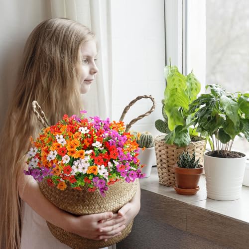 ADXORA 12 Bundles Artificial Flowers,Faux Plants for Spring Summer Decoration, UV Resistant Colorful Violets Eucalyptus for Outside Home Planter Porch Patio Yard Décor - Image 4