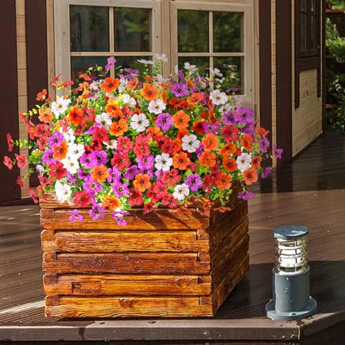 ADXORA 12 Bundles Artificial Flowers,Faux Plants for Spring Summer Decoration, UV Resistant Colorful Violets Eucalyptus for Outside Home Planter Porch Patio Yard Décor - Image 5