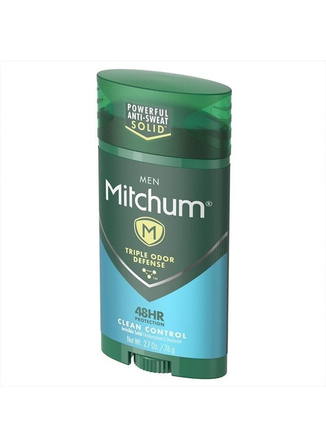 Mitchum - Antiperspirant Deodorant Stick for Men, Triple Odor Defense Invisible Solid, 48 Hr Protection, Dermatologist Tested, Clean Control, 2.7 oz - Image 1