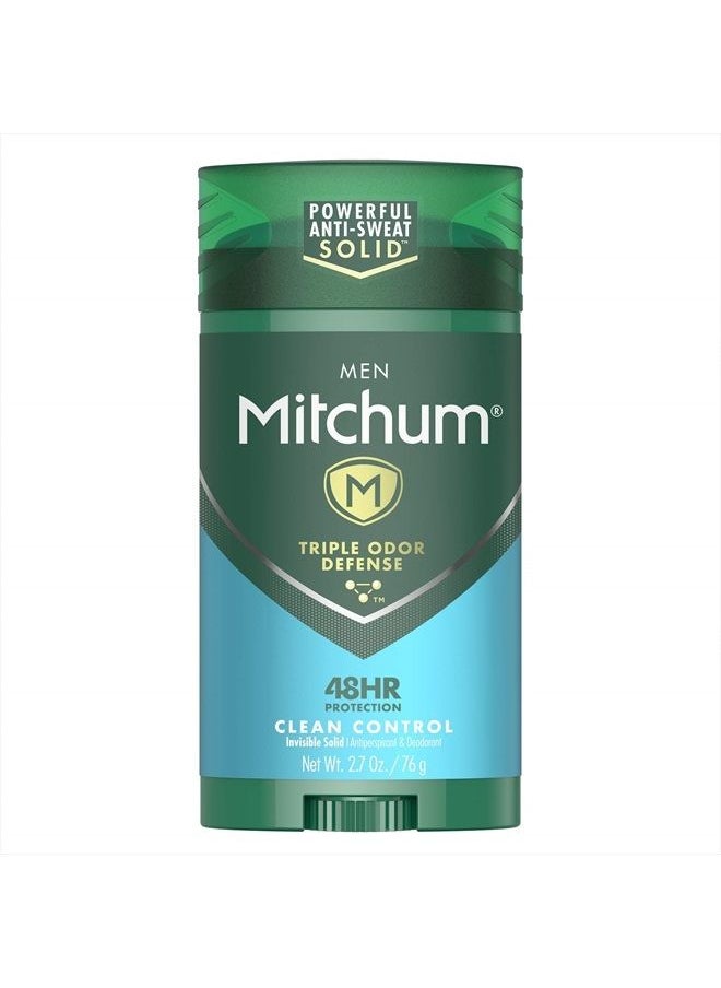 Mitchum - Antiperspirant Deodorant Stick for Men, Triple Odor Defense Invisible Solid, 48 Hr Protection, Dermatologist Tested, Clean Control, 2.7 oz - Image 1