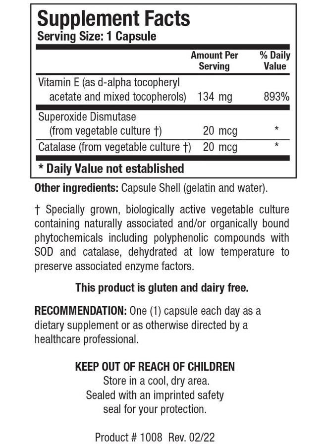 BIOTICS E-Mulsion 200©– Emulsified, Enhanced Absorption, Vitamin E, Mixed Tocopherols, Antioxidant, Cardiovascular Health, Immune Support 90 caps - Image 2