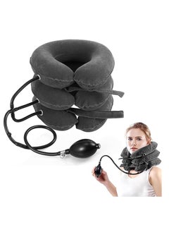 Cool Baby Neck Stretcher - 3 Layer Cervical Traction Device for Neck Pain Relief - Inflatable Neck Traction Device and Cervical Corrector (Gray)  - Image 1