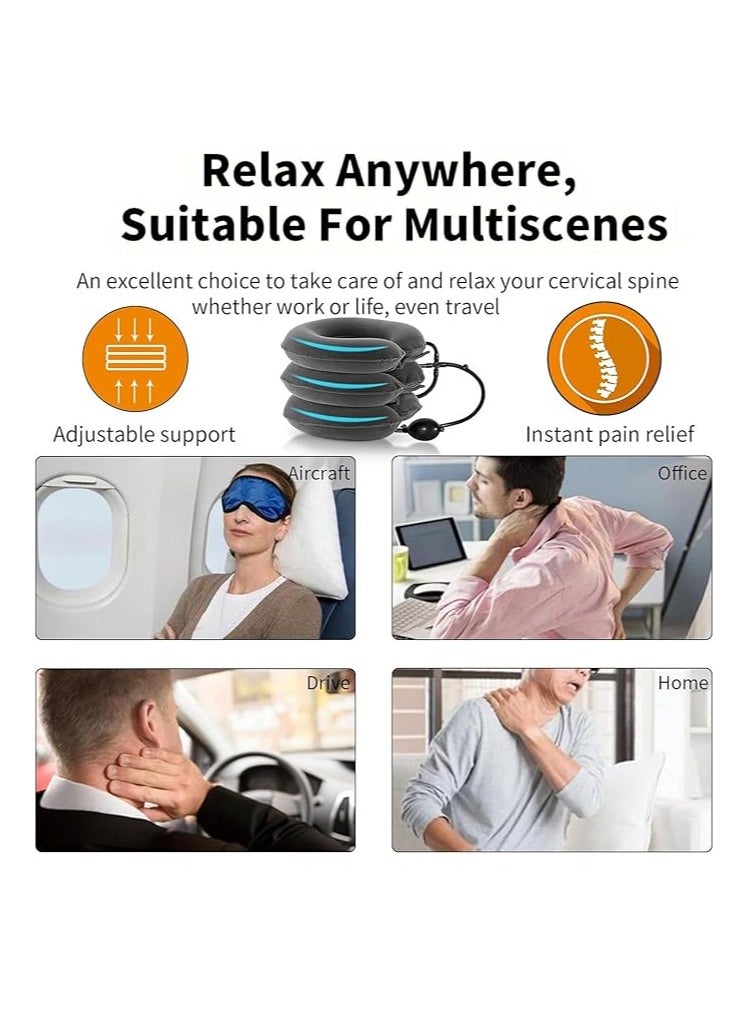 Cool Baby Neck Stretcher - 3 Layer Cervical Traction Device for Neck Pain Relief - Inflatable Neck Traction Device and Cervical Corrector (Gray)  - Image 3