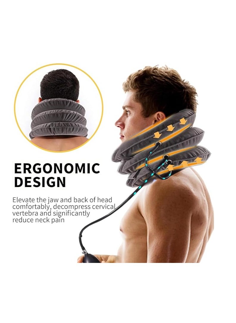 Cool Baby Neck Stretcher - 3 Layer Cervical Traction Device for Neck Pain Relief - Inflatable Neck Traction Device and Cervical Corrector (Gray)  - Image 5
