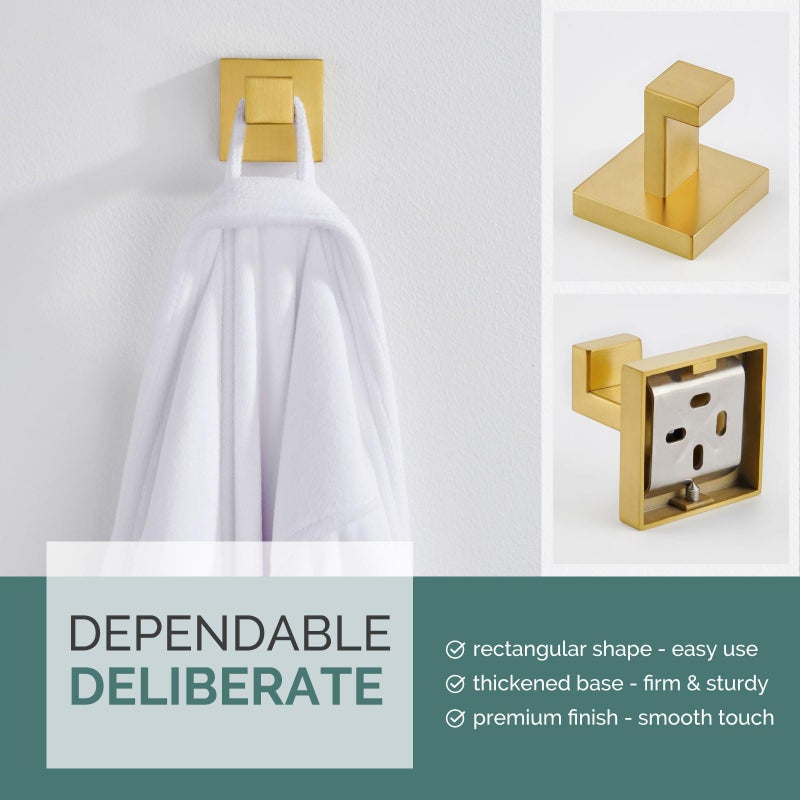 Angle Simple خطاف منشفة زاوية بسيطة، حامل منشفة يد من الفولاذ المقاوم للصدأ SUS 304 للحمام، خطاف معطف حائط، ذهب مصقول - Image 5