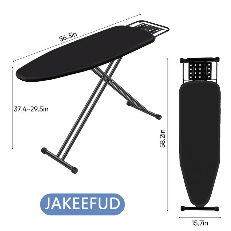 Jakeefud Full Size Ironing Board 15" X 47" with Heat Resistant Cover and Thicken Felt Pad, Safety Iron Rest, Heavy Duty,Anti-Skid Feet, Height Adjustable - Image 5