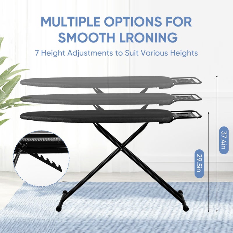 Jakeefud Full Size Ironing Board 15" X 47" with Heat Resistant Cover and Thicken Felt Pad, Safety Iron Rest, Heavy Duty,Anti-Skid Feet, Height Adjustable - Image 2