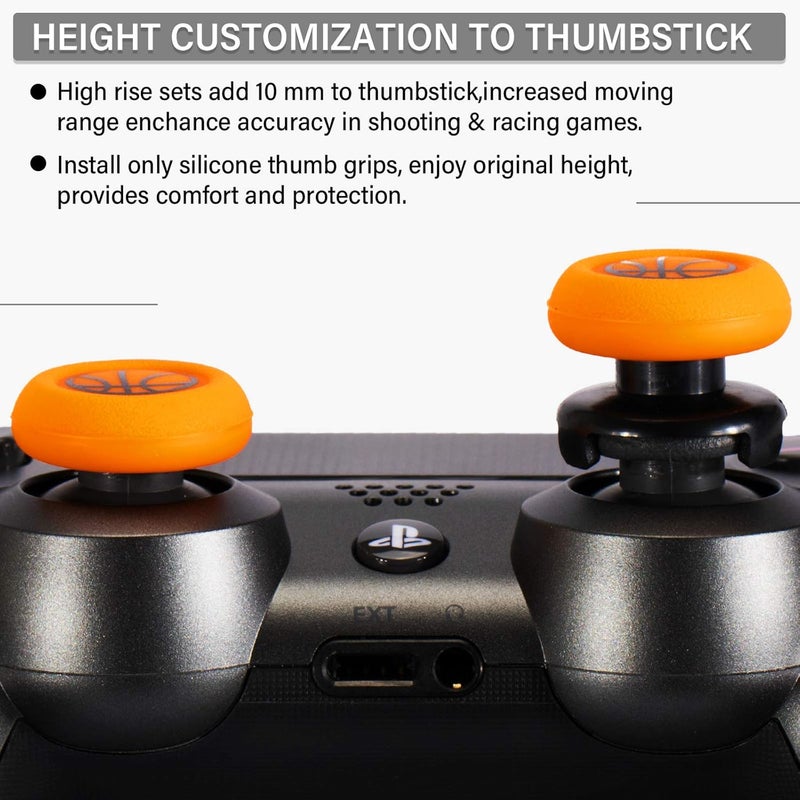 PlayRealm FPS Thumbstick Extender & Printing Rubber Silicone Grip Cover 2 Sets for PS5 Dualsenese & PS4 Controller (Basketball) - Image 4