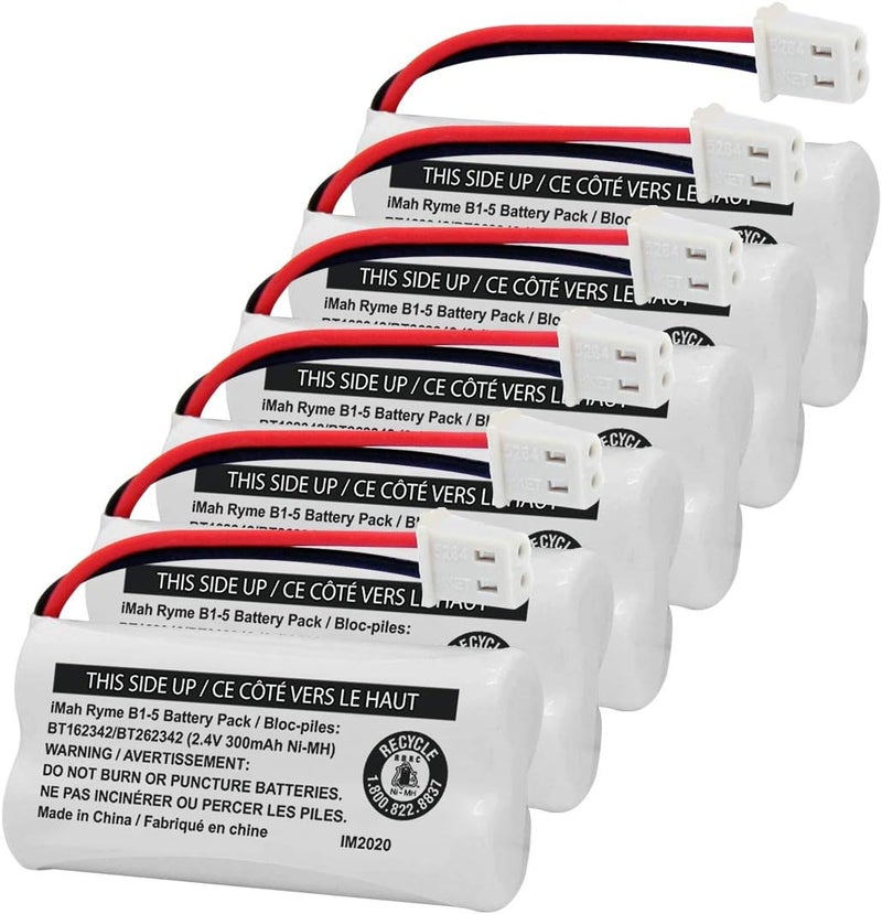 iMah BT162342/BT262342 2.4V 300mAh Ni-MH Cordless Phone Battery Pack, Also Compatible with BT183342/BT283342 AT&T EL52351 TL90070 VTech CS5119 DS6511 DS6722 LS6305 Handset, 6-Pack - Image 1