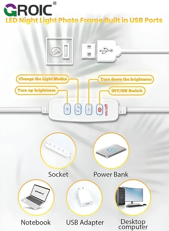 GROIC LED Poster Frame Van Gogh Starry Night ,Backlight Frame, Photo Frame, Light Stand with Dimmer 3-colors, Touch Control, Adjustable Brightness 8 inch - Image 4