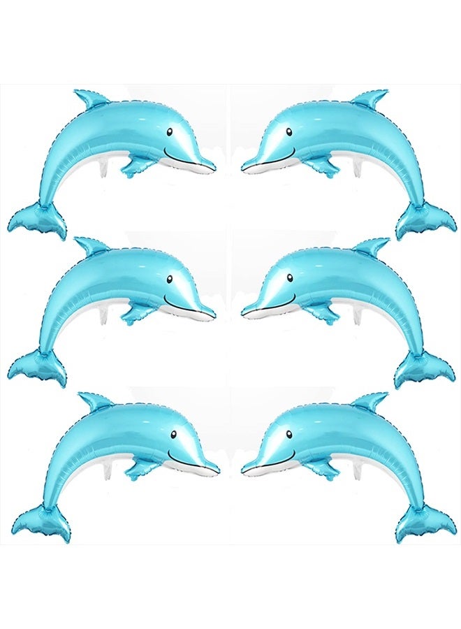 Finypa 6 Pcs Dolphin Balloons Giant Dolphin Shape 46 Inch Large Mylar Balloons Mermaid Dolphin Party Decorations Foil Balloons Under The Sea Balloons for Baby Shower Wedding Birthday Party Supply Decorations - Image 1