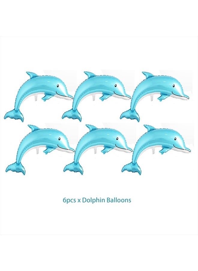 Finypa 6 Pcs Dolphin Balloons Giant Dolphin Shape 46 Inch Large Mylar Balloons Mermaid Dolphin Party Decorations Foil Balloons Under The Sea Balloons for Baby Shower Wedding Birthday Party Supply Decorations - Image 2