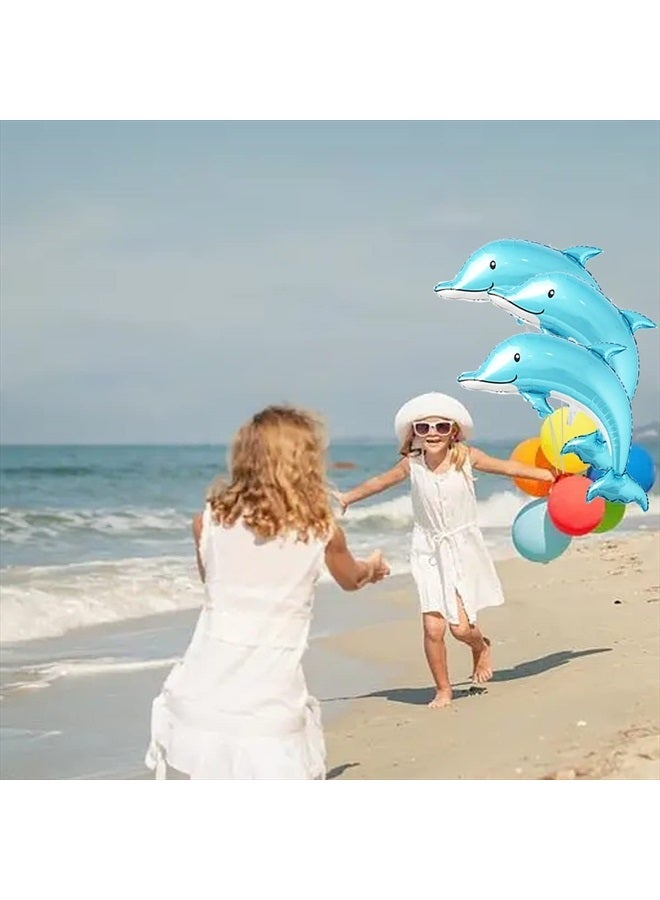 Finypa 6 Pcs Dolphin Balloons Giant Dolphin Shape 46 Inch Large Mylar Balloons Mermaid Dolphin Party Decorations Foil Balloons Under The Sea Balloons for Baby Shower Wedding Birthday Party Supply Decorations - Image 5