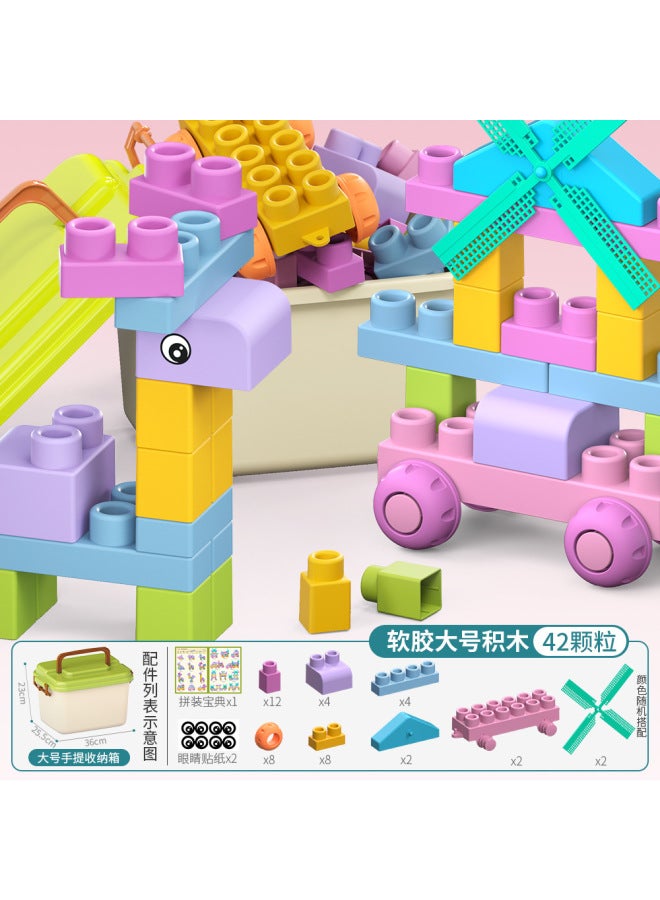 Greater" Soft Building Blocks Infants Can Bite Soft Rubber Building Blocks Children's Early Education Diy Assembled Educational Toys - Image 1